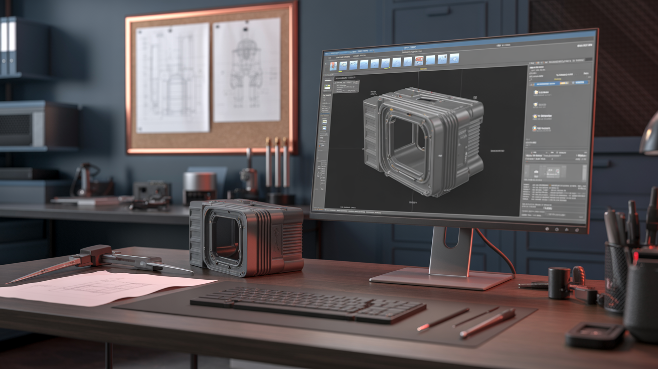 Moderner CAD-Arbeitsplatz mit SolidWorks und 3D-Prototyp bei BORMANN EDV